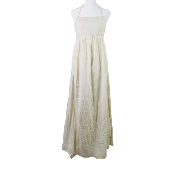 House of Harlow 1960 X Revolve Women's Cream Tencel Hi-Low Halter Dress - Picture 1 of 8